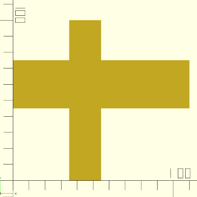 die Kreuzform ohne Radien, nicht zentriert