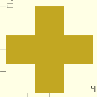 ein nicht eingerundetes und nicht zentriertes Kreuz