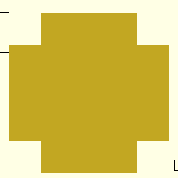 ein gekürztes Kreuz, nicht zentriert