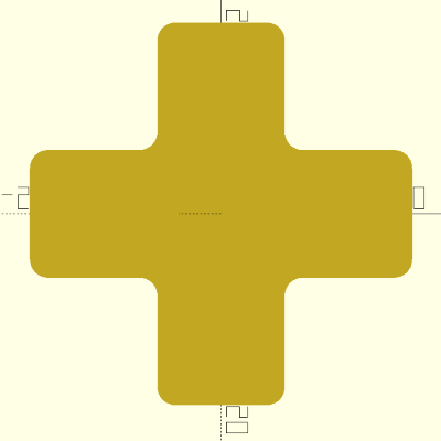 Ein zentriertes Kreuz mit abgerundeten Ecken